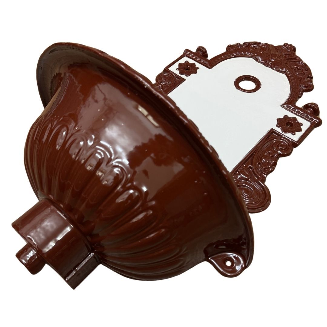 restaurierte Gusseisen-Bassena Nr. 117 - braun / weiss emailliert