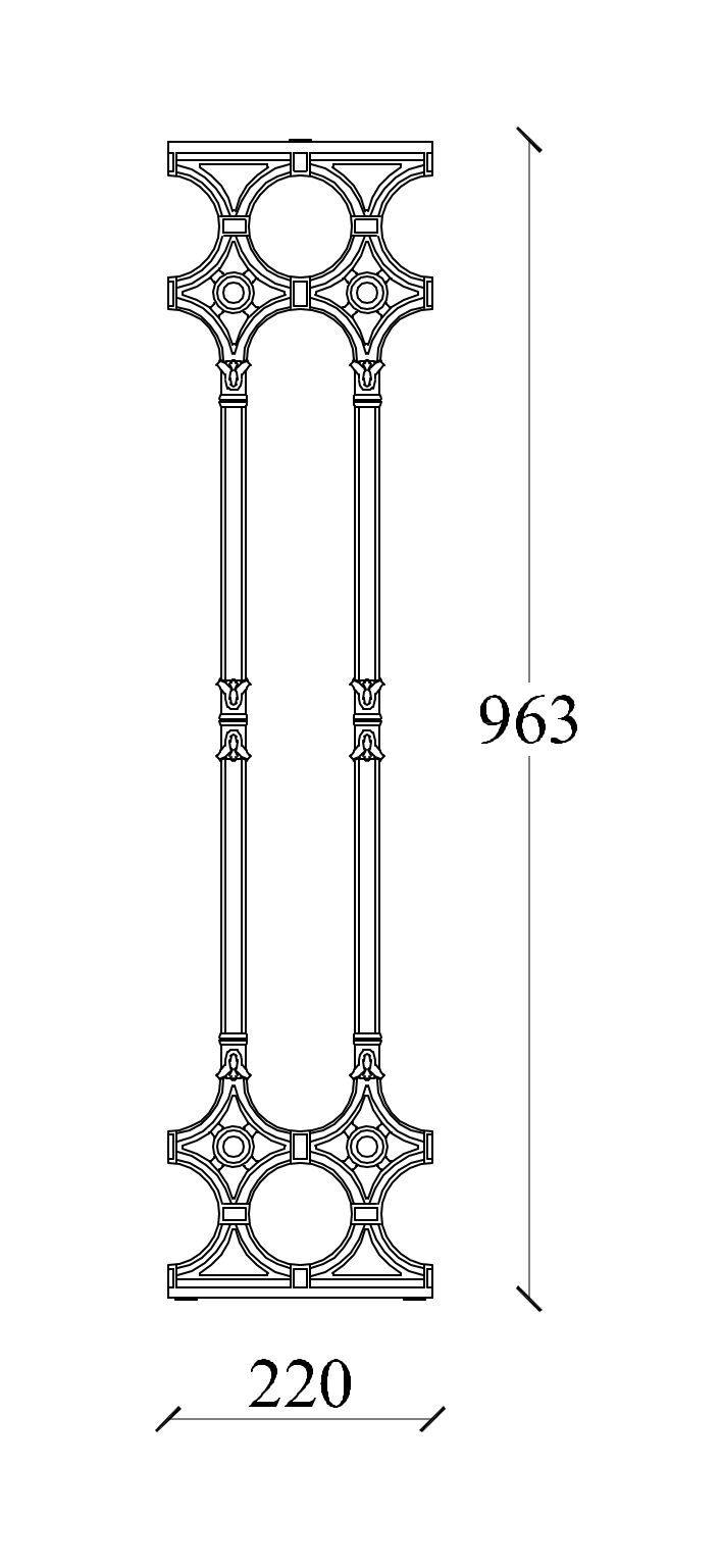 m570v_gelaender_gusseisen Zeichnung Geländerteil M570V aus Gusseisen