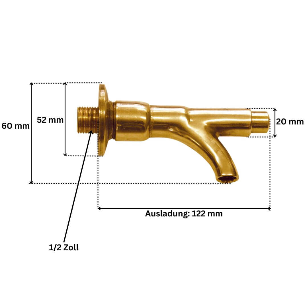 Abmessungen des Messing-Wasserhahns mit Druckknopf Art. 10405 Abmessungen des Messing-Wasserhahns mit Druckknopf Art. 10405