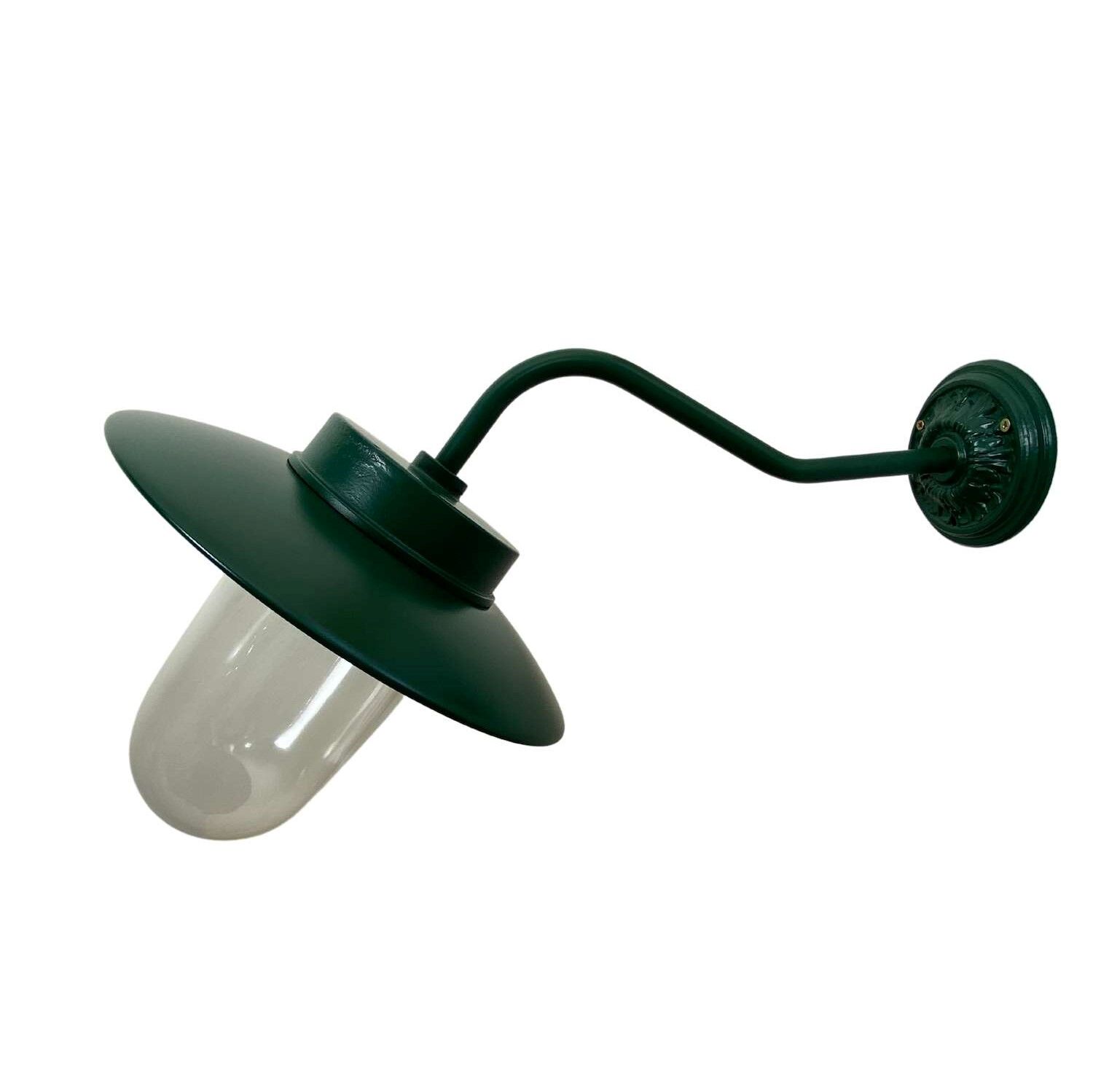 Heurigenleuchte / Hofleuchte mit verzierter Rosette in RAL 6005 Moosgrün