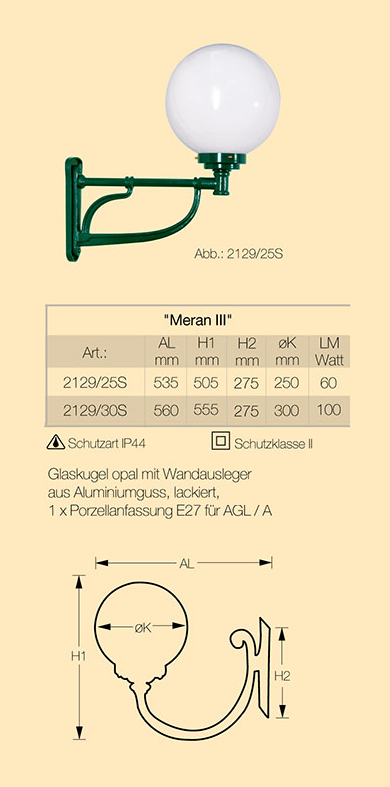 Wandleuchte Meran 2 in RAL 6005 Moosgrün