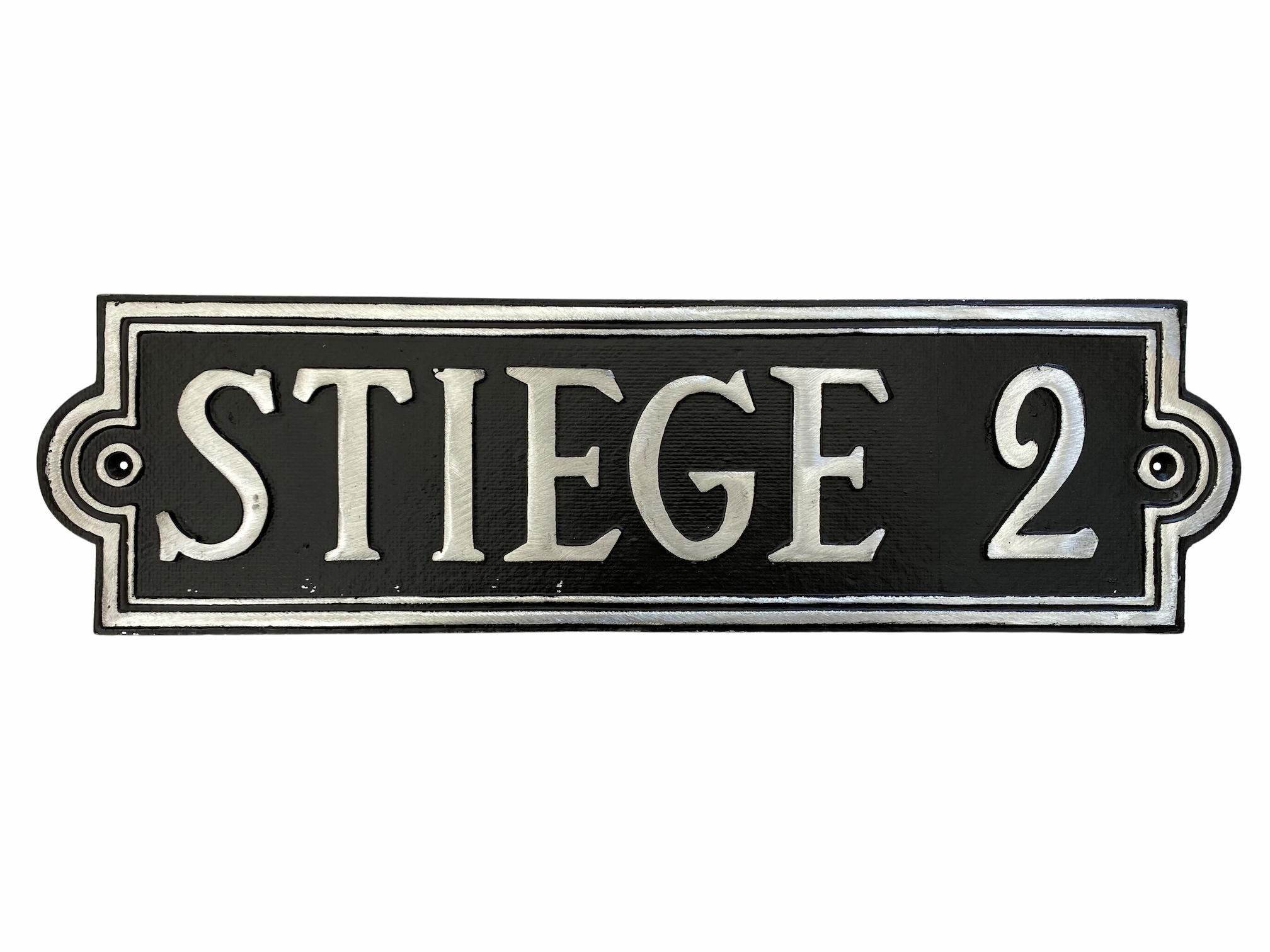 Tafelstil B - Stiegenhausbeschilderung Stiege 2 - Aluminumguss 