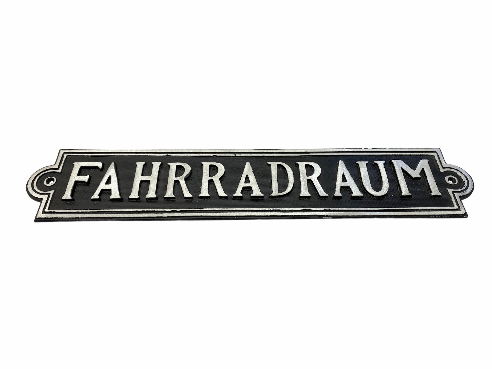 Klassisches Altbau Aluminiumguss-Schild "Fahrradraum" 