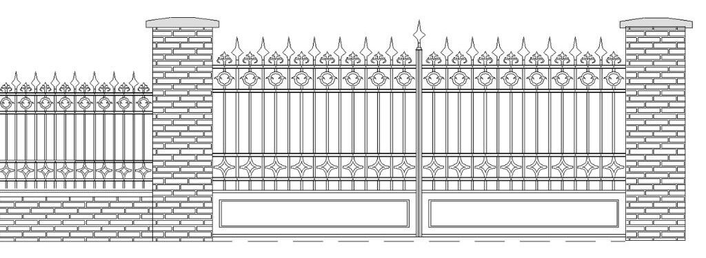 klassischer-zaun-zeichnung-gusseisen-aluminiumguss
