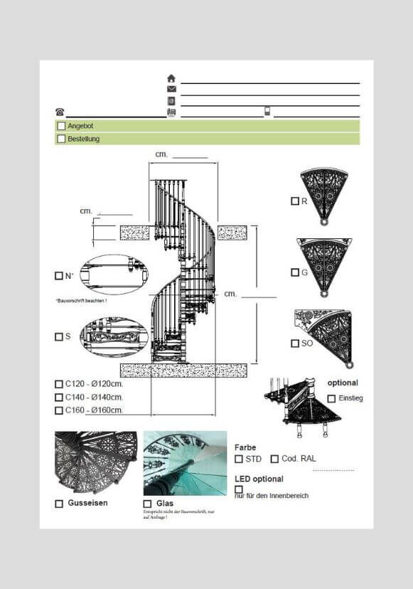 Anfrageformular Wendeltreppe aus Gusseisen