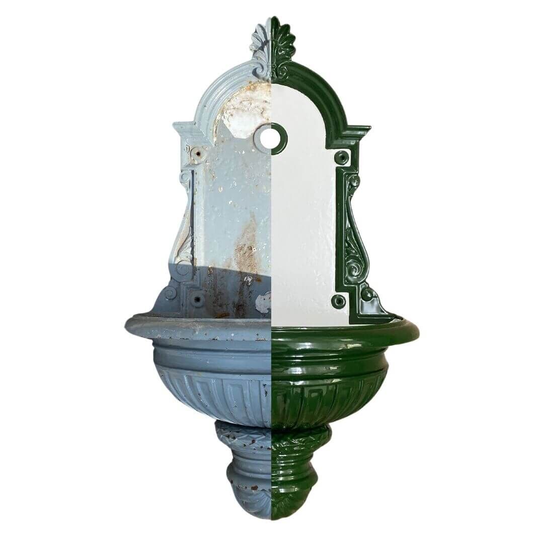 Vergleich vor und nach der Restaurierung der Bassena M100g Vergleich vor und nach der Restaurierung der Bassena M100g