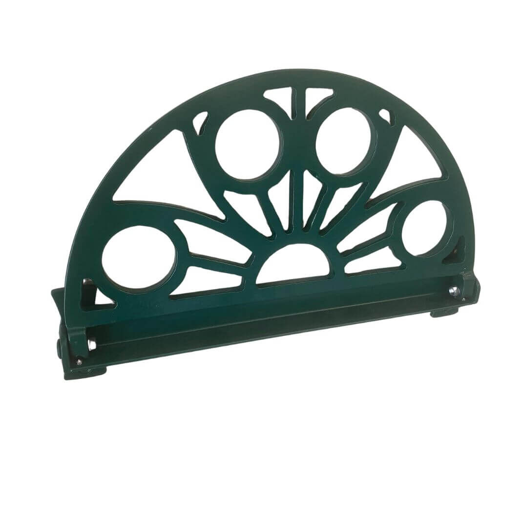 wandabstellgitter-klappbar-gusseisen-nostalgie-moosgruen-3 hochgeklapptes Wandabstellgitter in RAL 6005 Moosgrün