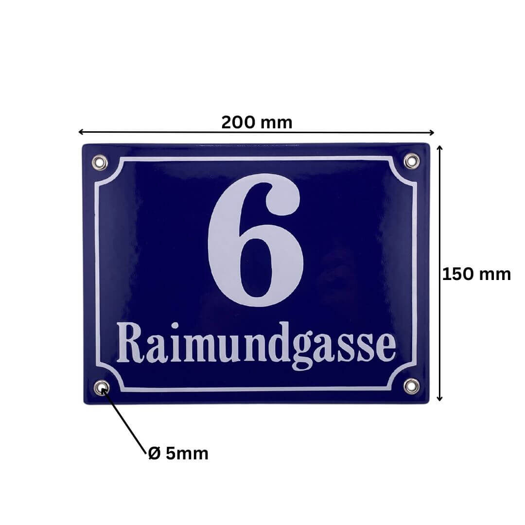 Abmessungen der Hausnummerntafel Provinz - Emaille Abmessungen der Hausnummerntafel Provinz - Emaille