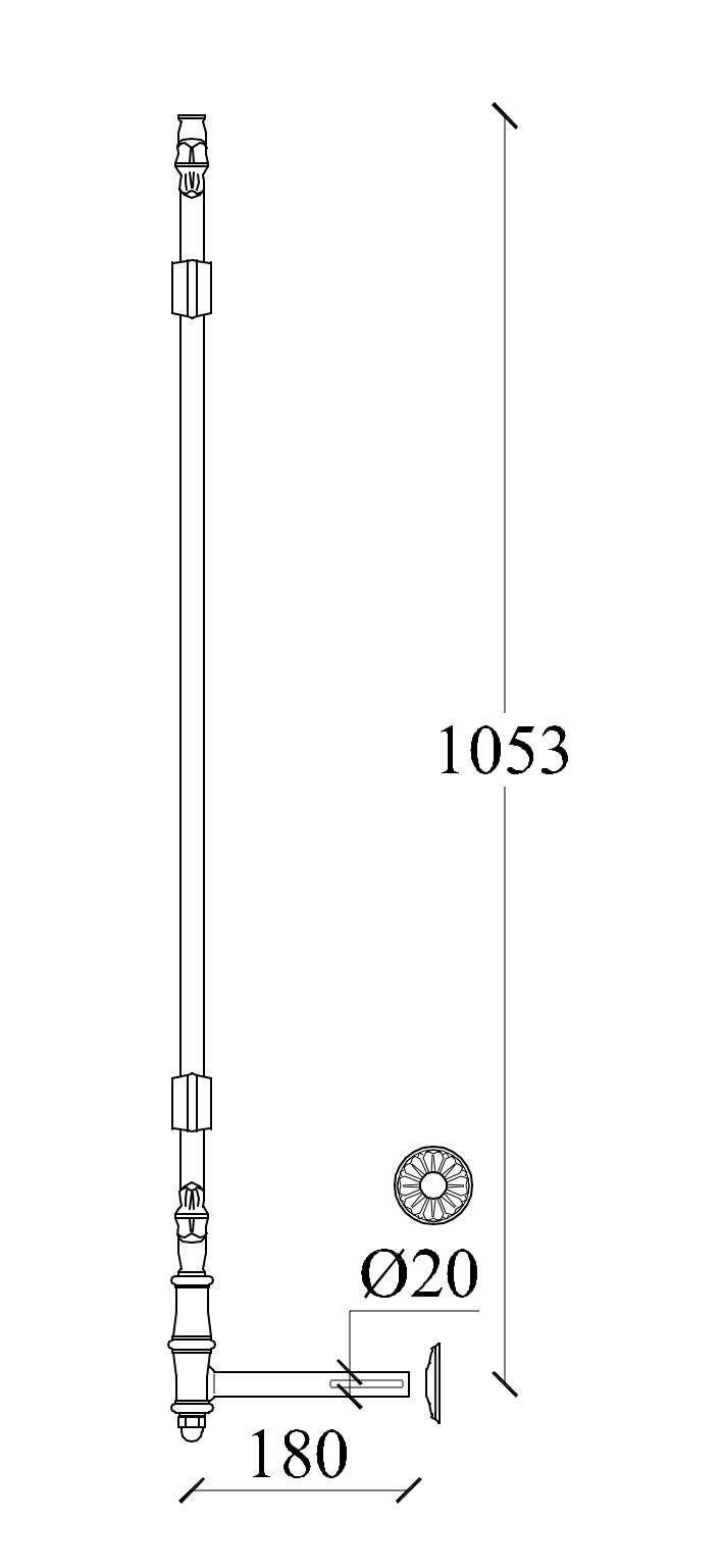 m514l_gelaender_gusseisen Zeichnung Geländerteil seitlich M514l aus Gusseisen