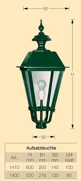 1400_1410_aufsatzleuchte_rom Aufsatzleuchte Rom in RAL 6005 Moosgrün