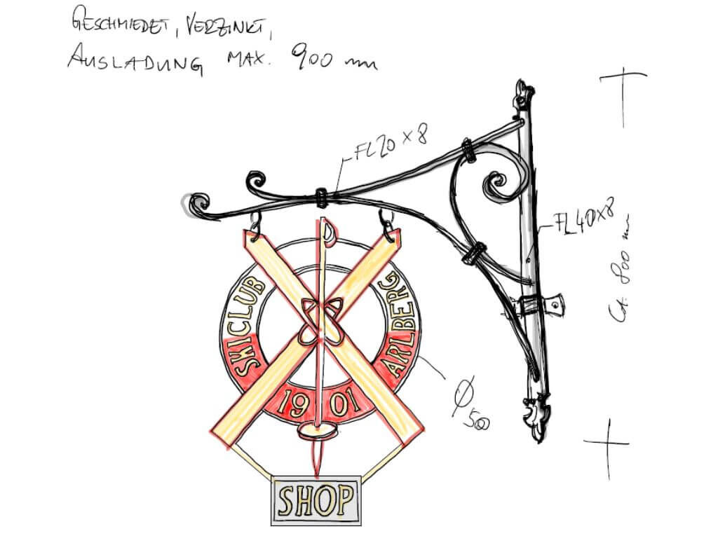 skiclub-arlberg-steckschild-schmiedeeisen-aluminiumguss-drab-1