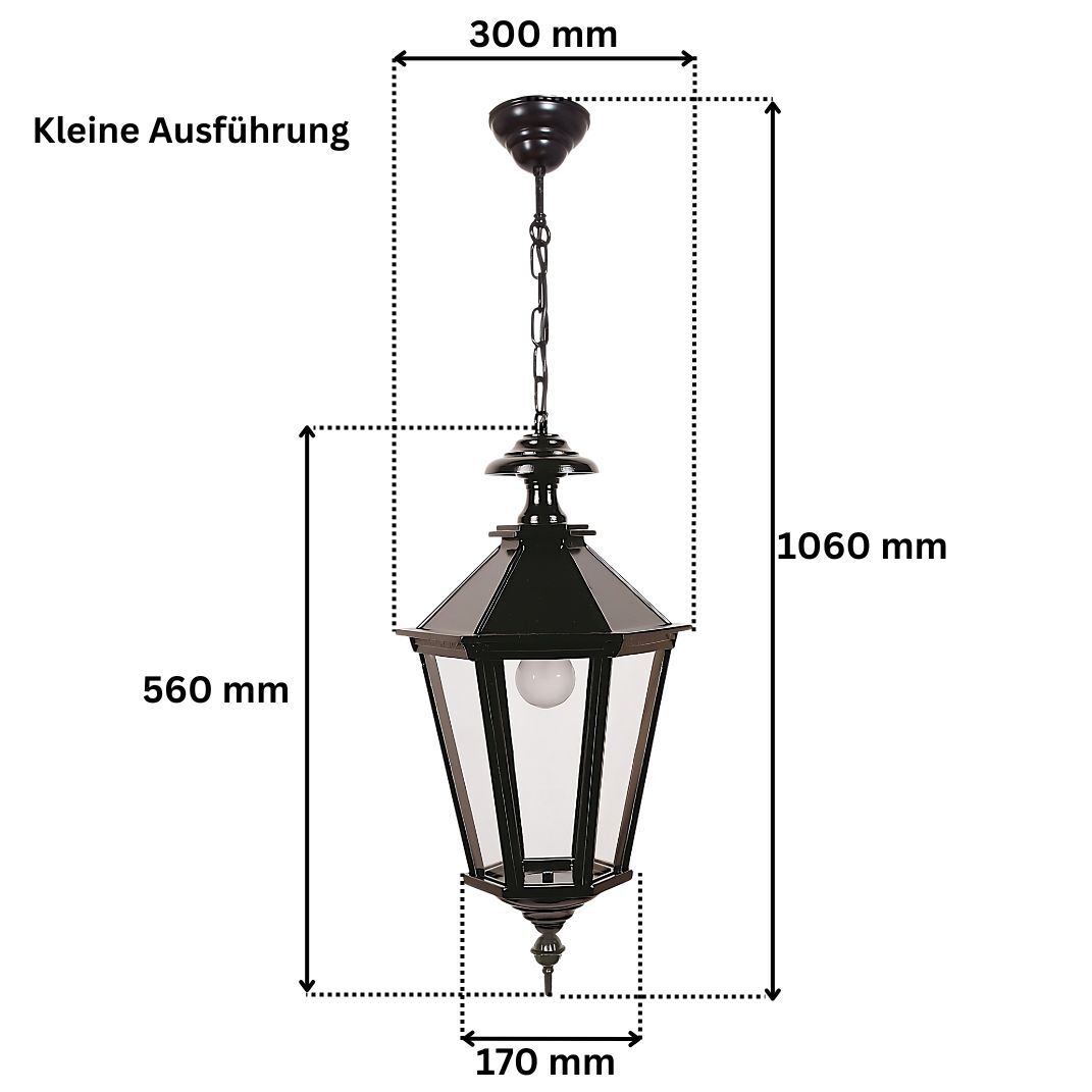 Abmessungen der Hängelaterne Mailand in der kleinen Größe (1611H)