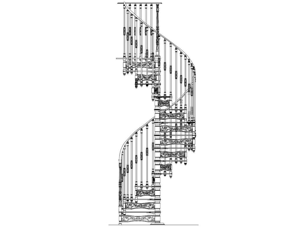 nostalgische Wendeltreppe aus Gusseisen - Zeichnung