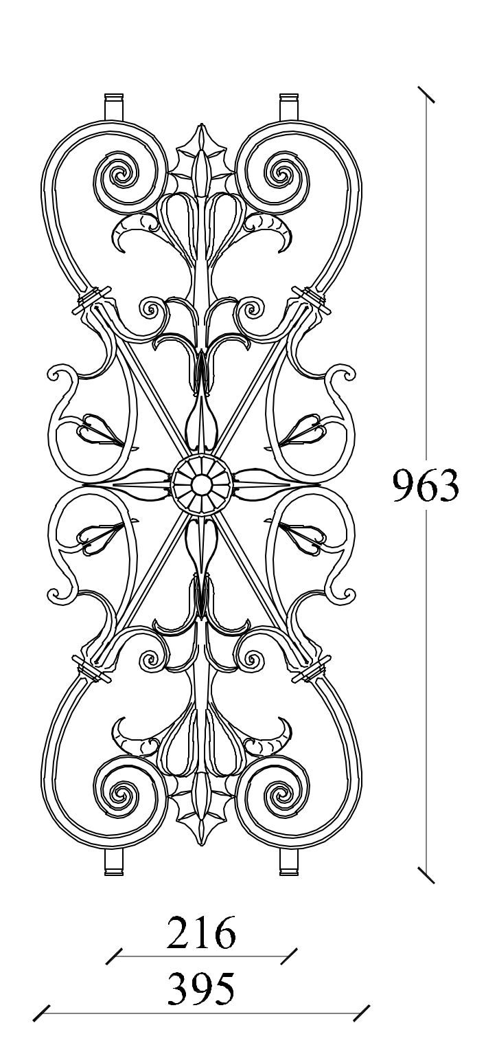 m542v_gelaender_gusseisen Zeichnung Geländerteil M542V verikal aus Gusseisen