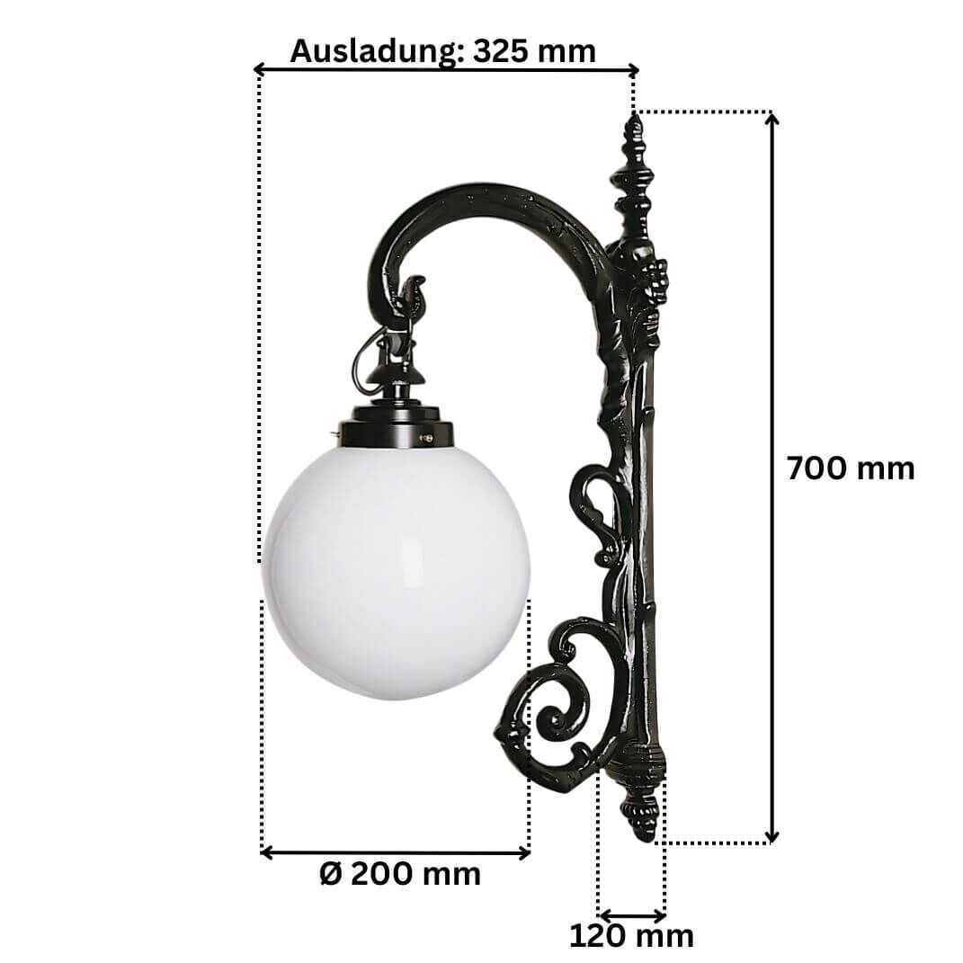 Abmessungen der Kugel-Wandleuchte Weidling Abmessungen der Kugel-Wandleuchte Weidling