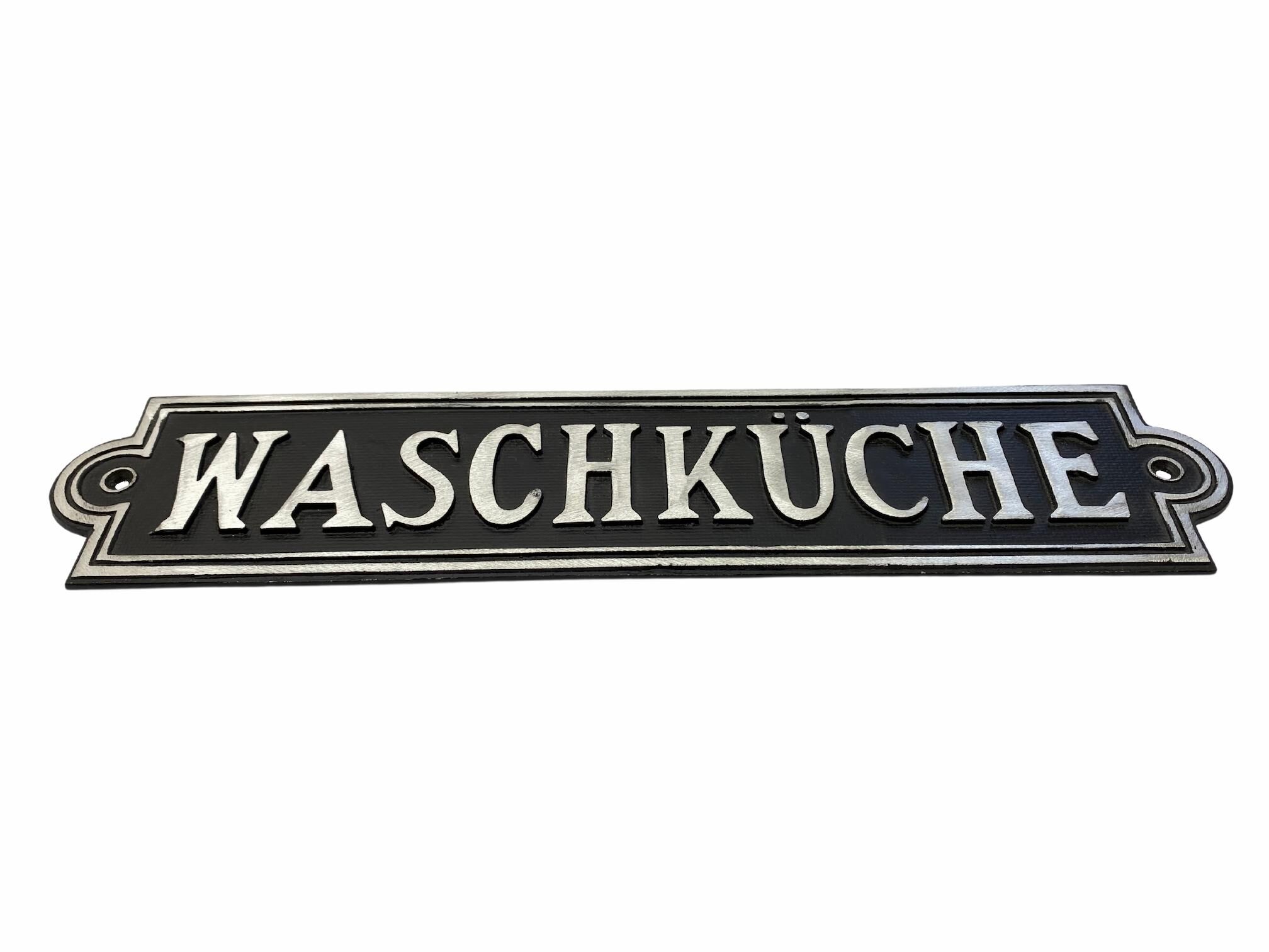 Schwarz-Silbernes Hinweisschild Waschküche