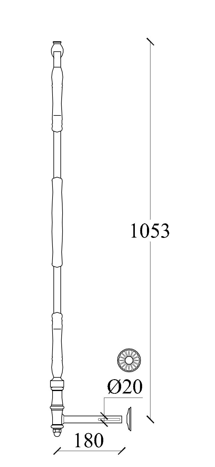 m548l_gelaender_gusseisen Zeichnung Geländerteil M548L seitlich aus Gusseisen