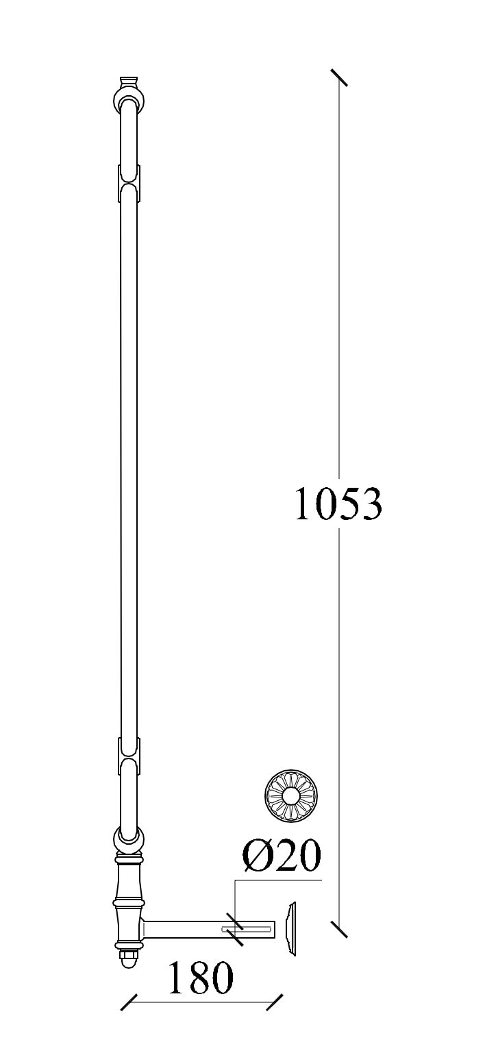 m518l_gelaender_gusseisen Zeichnung Geländer seitlich M518L aus Gusseisen