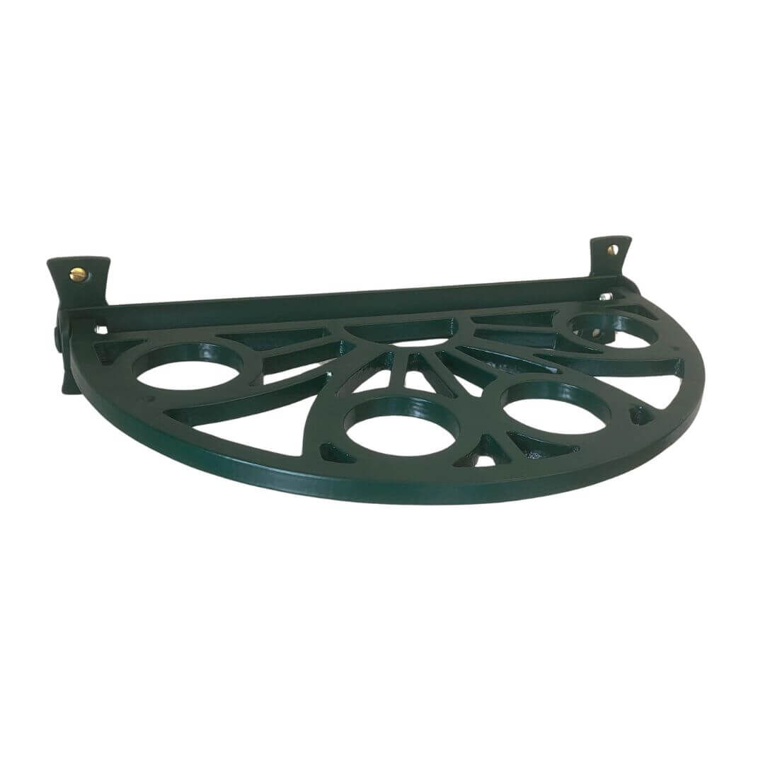 wandabstellgitter-klappbar-gusseisen-nostalgie-moosgruen-1 Wandabstellrost zum hochklappen in RAL 6005 Moosgrün