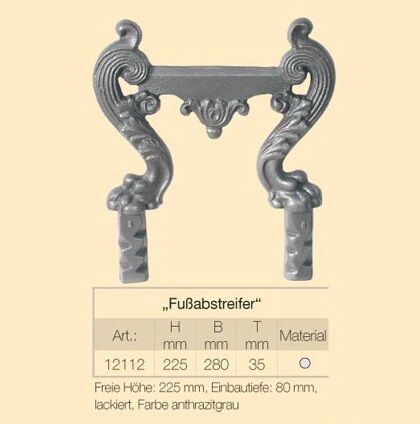Fußabstreifer zum einbetonieren aus Gusseisen