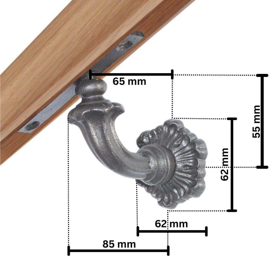 Abmessung der historische Handlaufstütze Art. 15304 Eugen aus Gusseisen