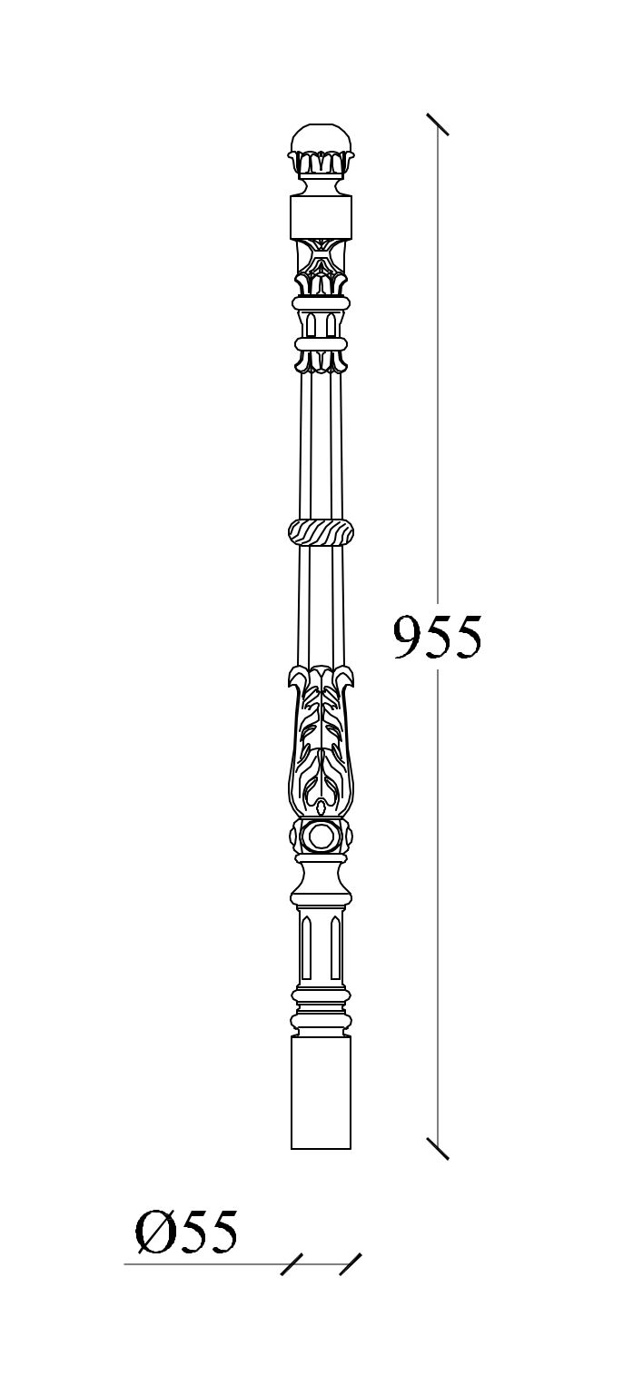 Geländersteher M520V vertikal aus Gusseisen