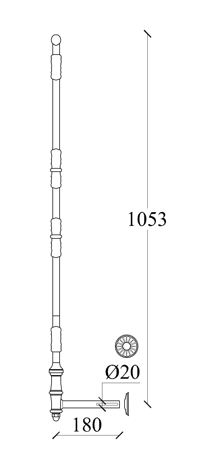 m525l_gelaender_gusseisen Zeichnung Geländer seitlich M525L aus Gusseisen