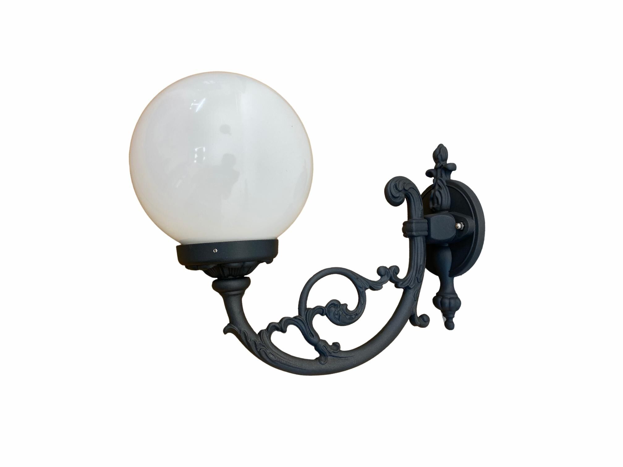 wandleuchte-aluminiumguss-anthrazitgrau-nostalgie-antik-florenz-2 Vintage Wandleuchte "Florenz" mit floralem Wandausleger in Anthrazitgrau