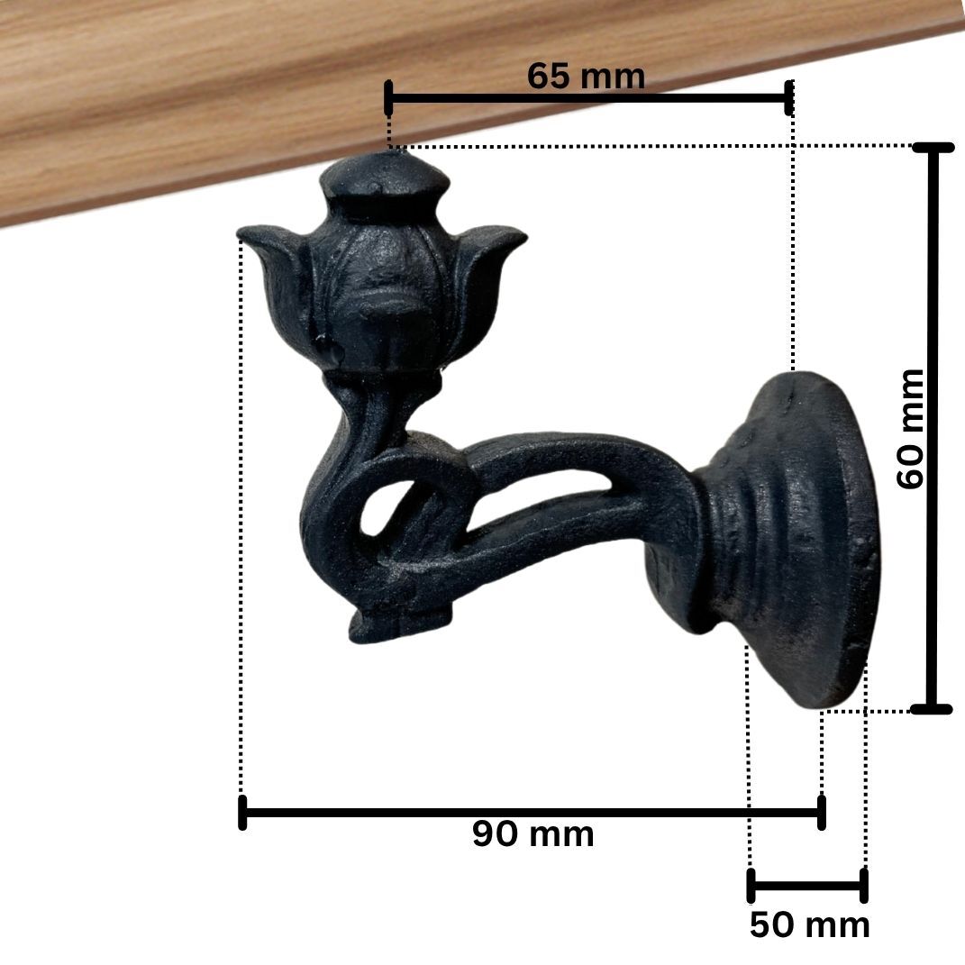 Abmessungen des Handlaufhalters Rosenberg aus Gusseisen