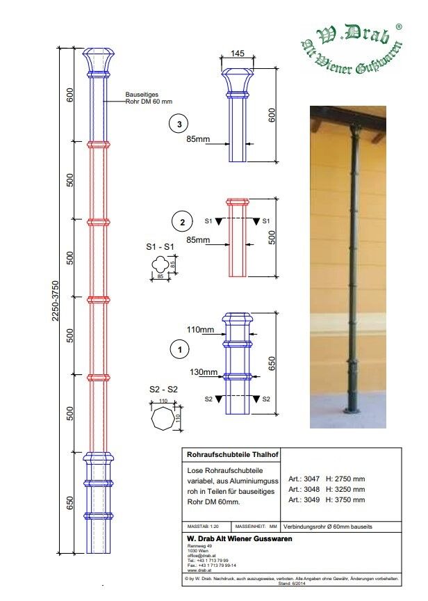 Datenblatt Rohraufschubteile Thalhof in Aluminium