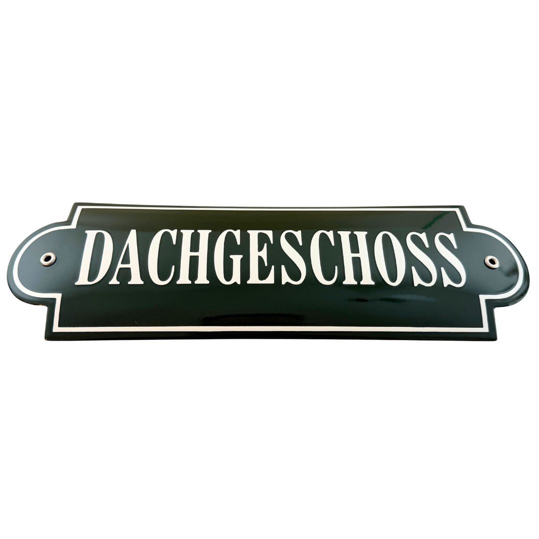 emailliertes Stockwerksschild mit Formschnitt - Grün / Weiß emailliertes Stockwerksschild mit Formschnitt - Grün / Weiß
