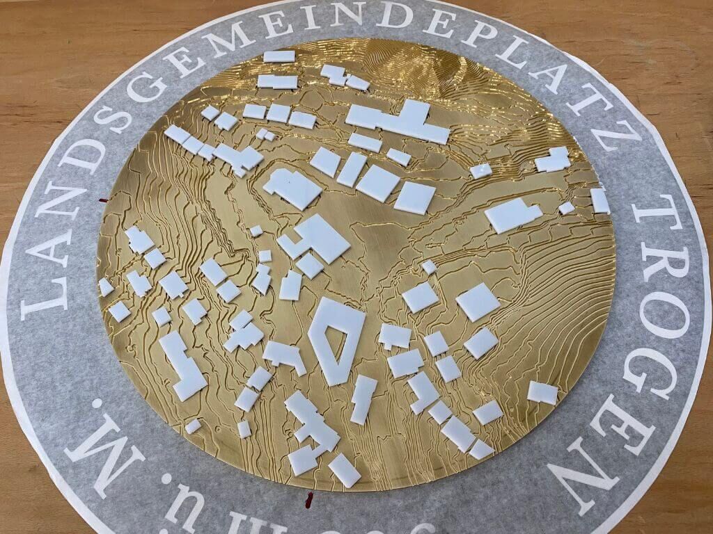 Gussmodell der Schachtabdeckung für den Landesgemeindeplatz Trogen Gussmodell der Schachtabdeckung für den Landesgemeindeplatz Trogen