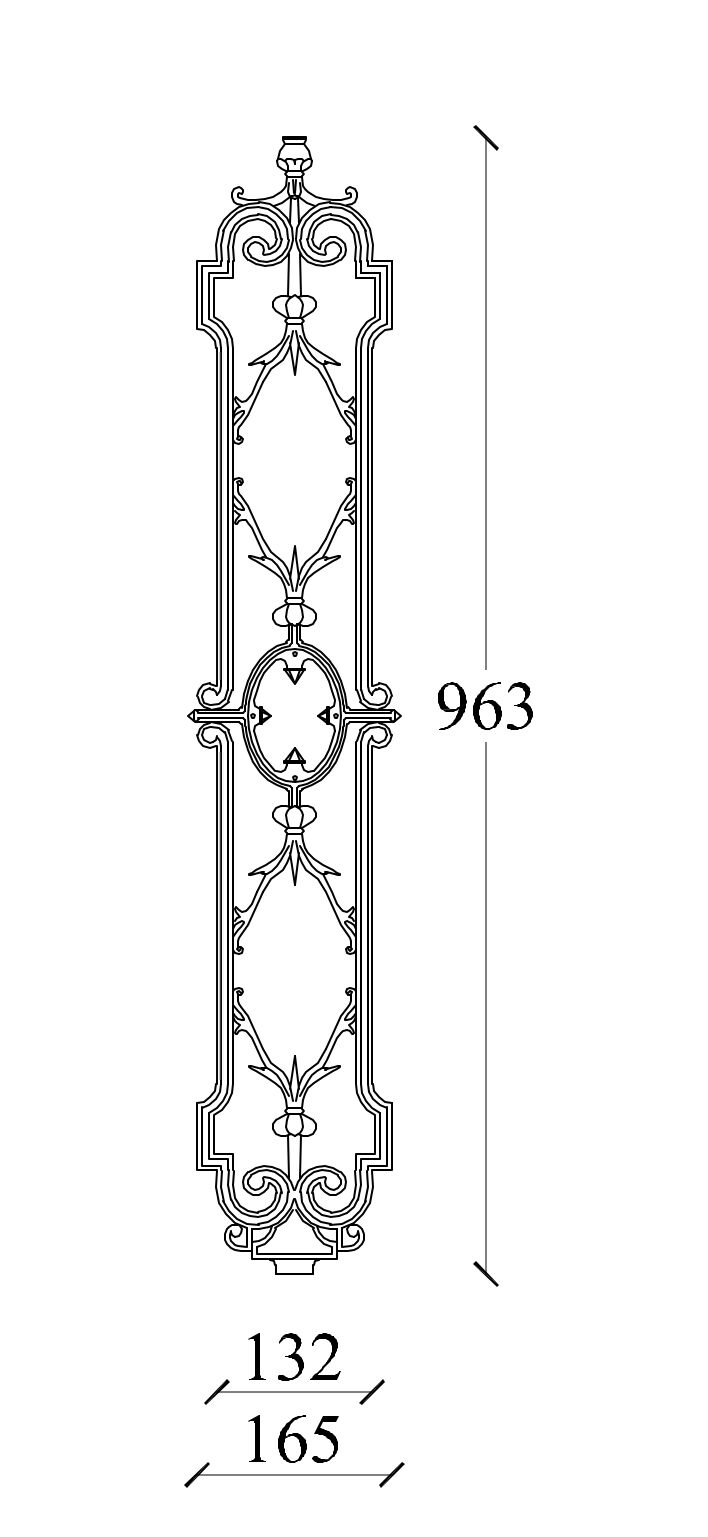 m532v_gelaender_gusseisen Zeichnung Geländerteil M532s vertikal aus Gusseisen