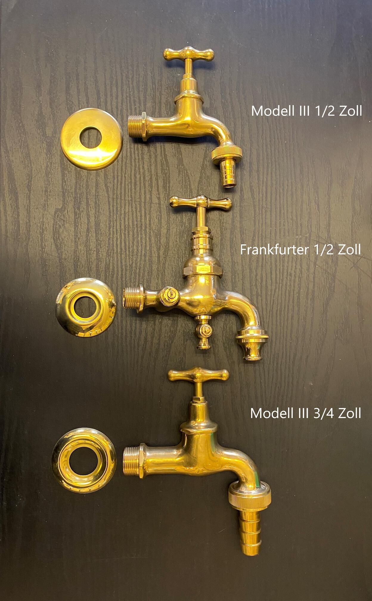 Messingwasserhähne Modell Frankfurter, Modell III 1/2 Zoll & 3/4 Zoll