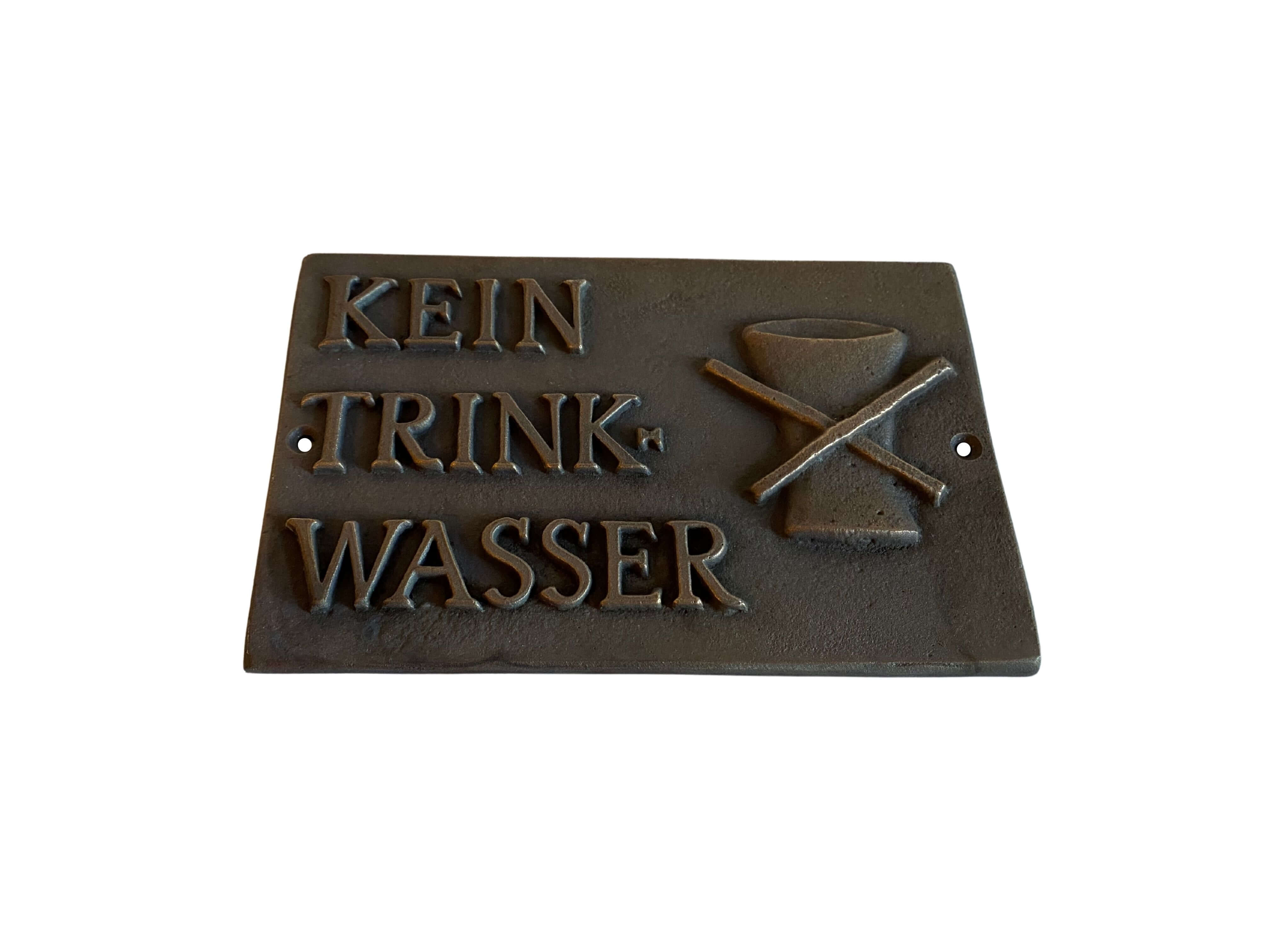 2 Kein Trinkwasser Hinweisschild aus Bronzeguss