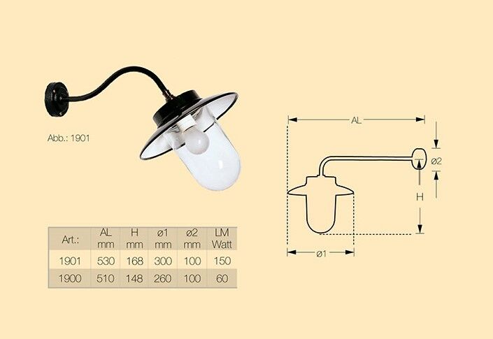 1900_1901_hofleuchte_wandleuchte_1 Wandleuchte Hofleuchte geschwungen in RAL 9005 Schwarz