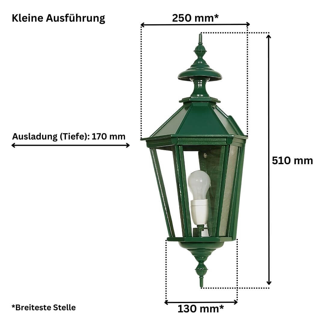 Abmessungen der Wandlaterne 1615