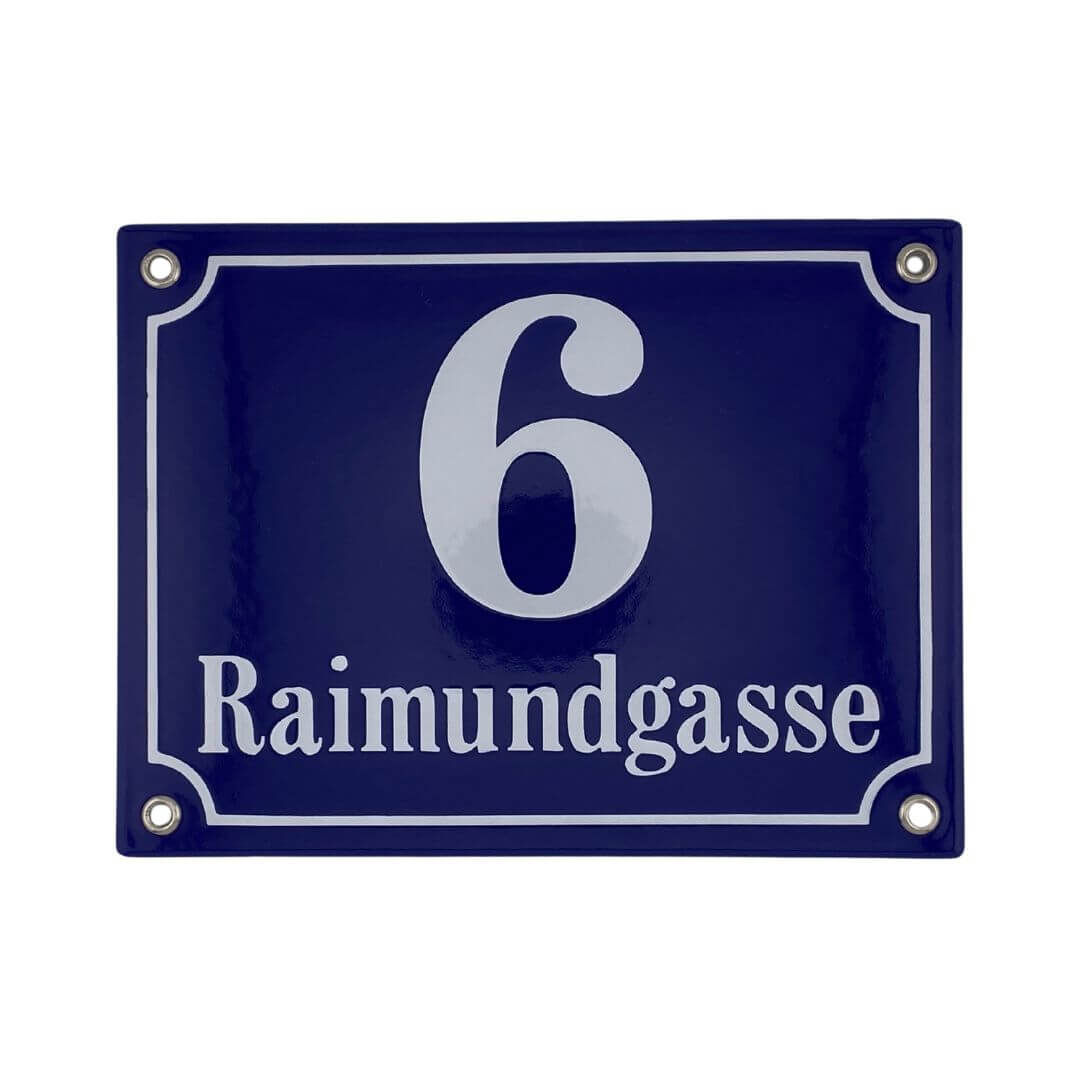 emailliertes Hausnummernschild Provinz II BW 20 x 15 cm - Blau Weiß emailliertes Hausnummernschild Provinz II BW 20 x 15 cm - Blau Weiß