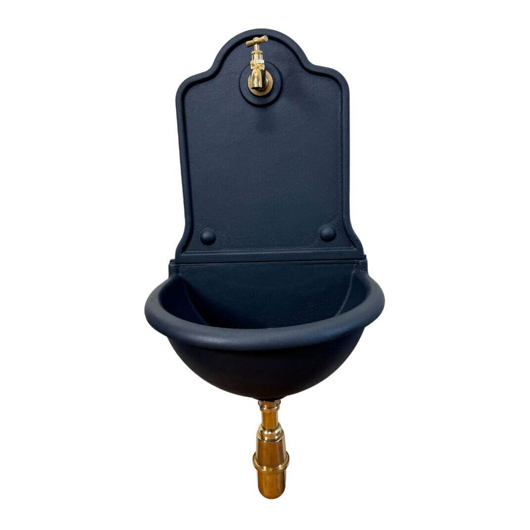 Kompakte Bassena aus Gusseisen in Anthrazitgrau-Eisenglimmer Kompakte Bassena aus Gusseisen in Anthrazitgrau-Eisenglimmer