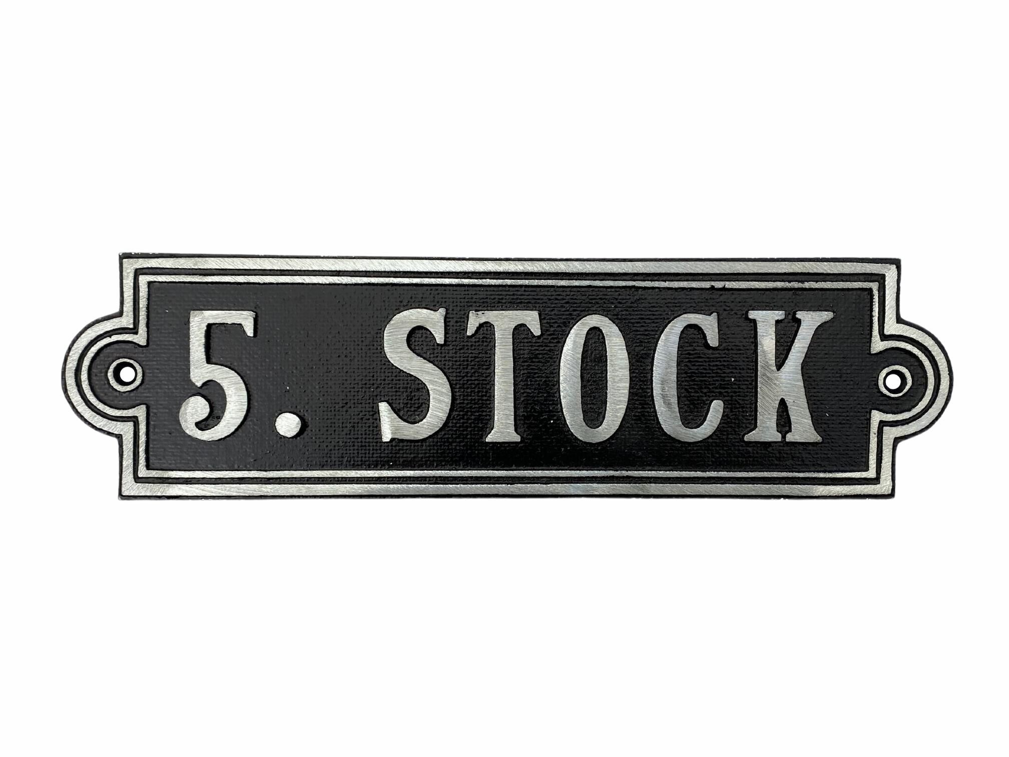 Stockwerkstafel 5. Stock Schwarz/Silber aus Aluminiumguss