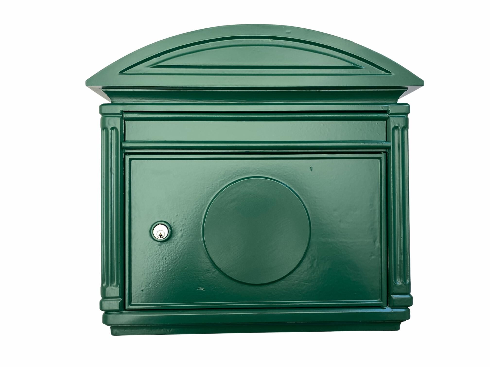 nostalgie-briefkasten-wien-moosgruen-6 klassischer Briefkasten Wien in Moosgrün ohne Wappen - Aluminiumguss