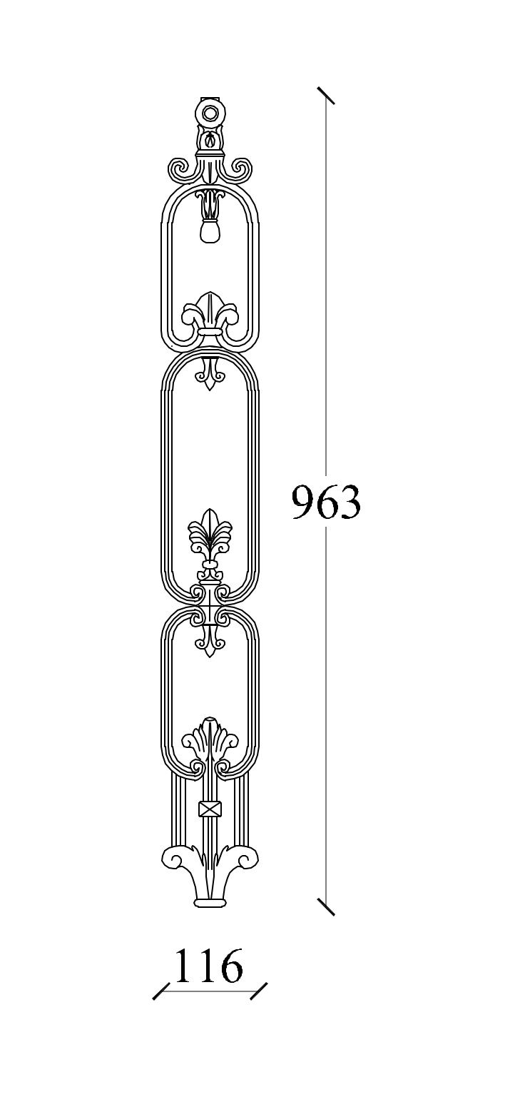 Zeichnung Geländer M530V vertikal aus Gusseisen