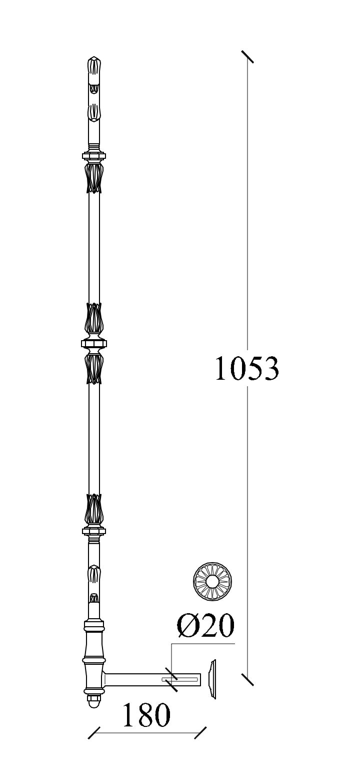 m547l_gelaender_gusseisen Zeichnung Geländerteil M547L seitlich aus Gusseisen