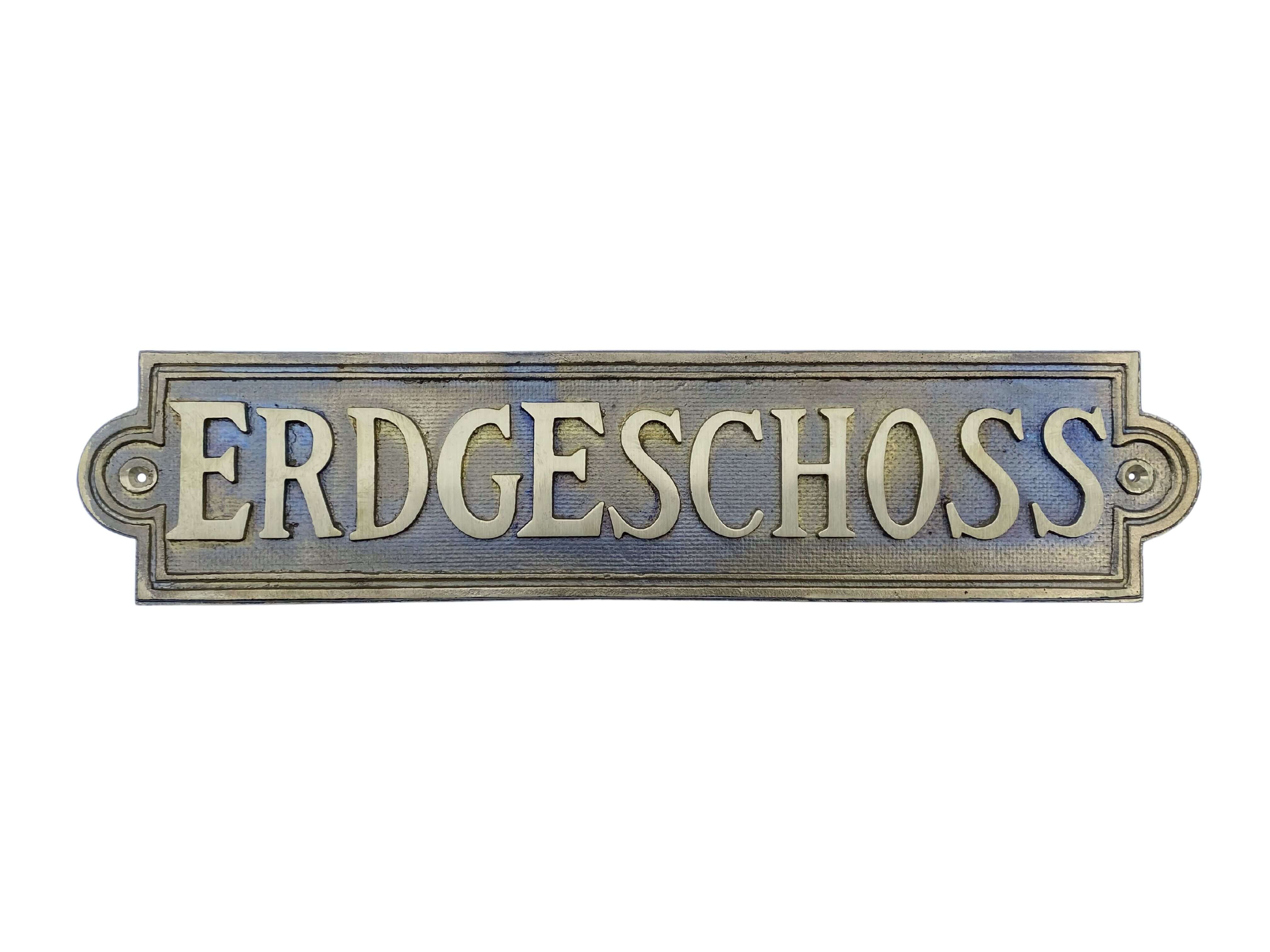 Stockwerkstafel "ERDGESCHOSS" aus Messingguss