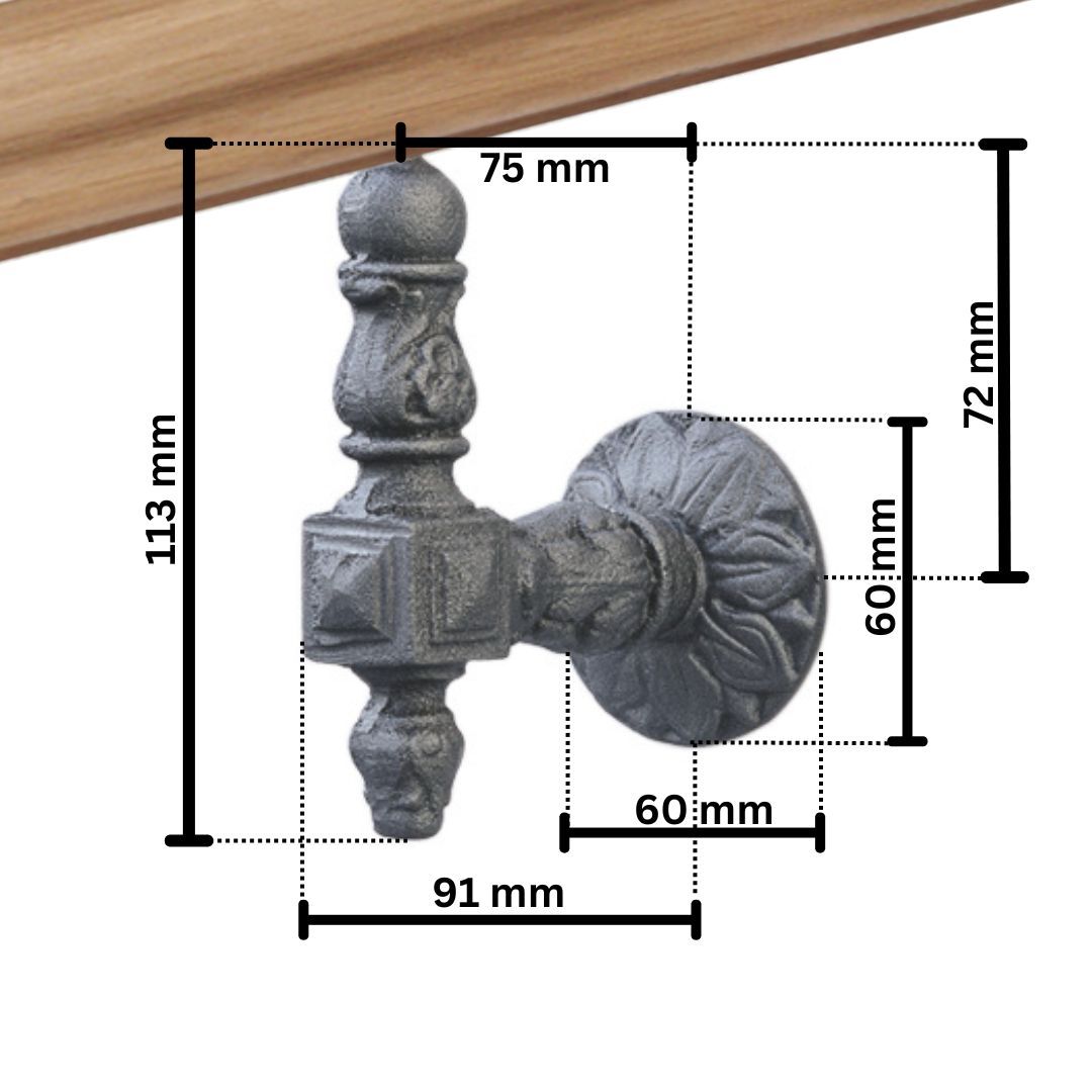 Abmessung der historische Handlaufstütze Art. 15307 Coburg aus Gusseisen Abmessung der historische Handlaufstütze Art. 15307 Coburg aus Gusseisen