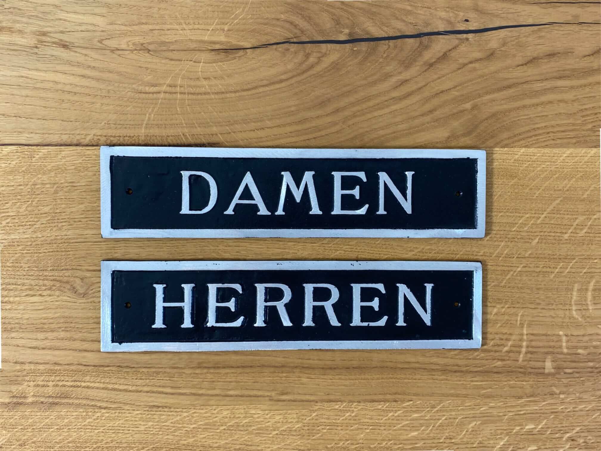 WC-Schilder Damen & Herren aus Aluminiumguss