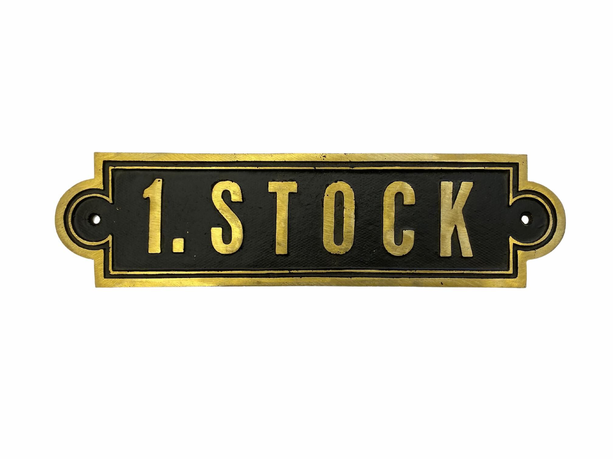 Stockwerkstafel aus Messing "1. Stock"