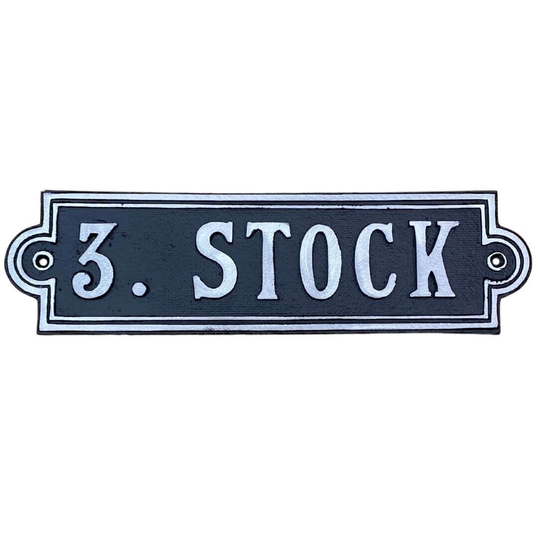 Stockwerksschild 3. Stock - Art. 20305 aus Aluminiumguss