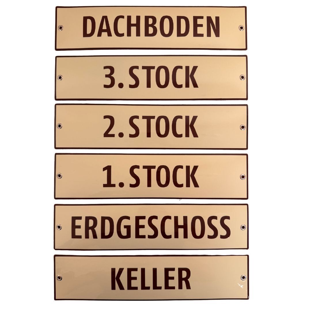 hochwertiges Stockwerksschild aus emailliertem Stahlblech - Hellelfenbein Weiss hochwertiges Stockwerksschild aus emailliertem Stahlblech - Hellelfenbein Weiss