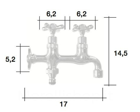 Abmessungen des Messingwasserhahns 10423-2